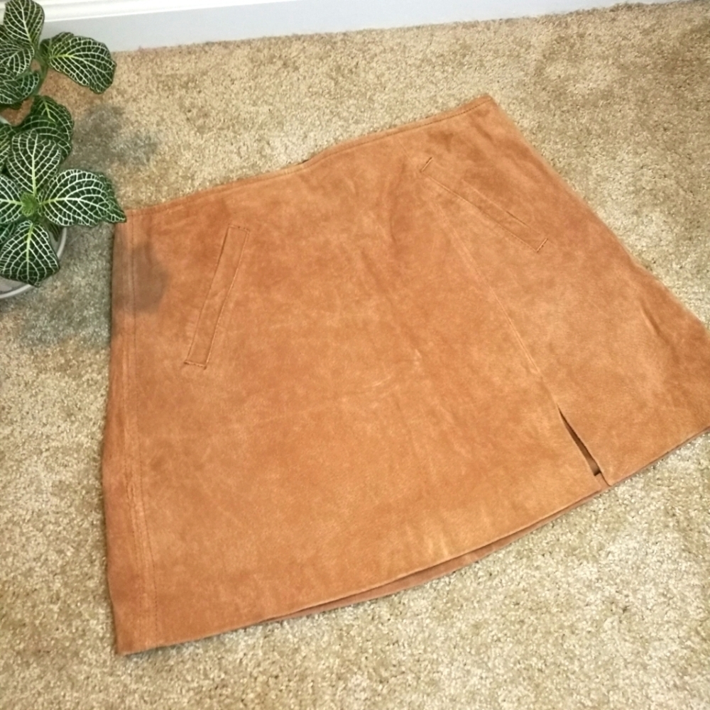 Blank NYC 100% Tan Leather Mini Skirt